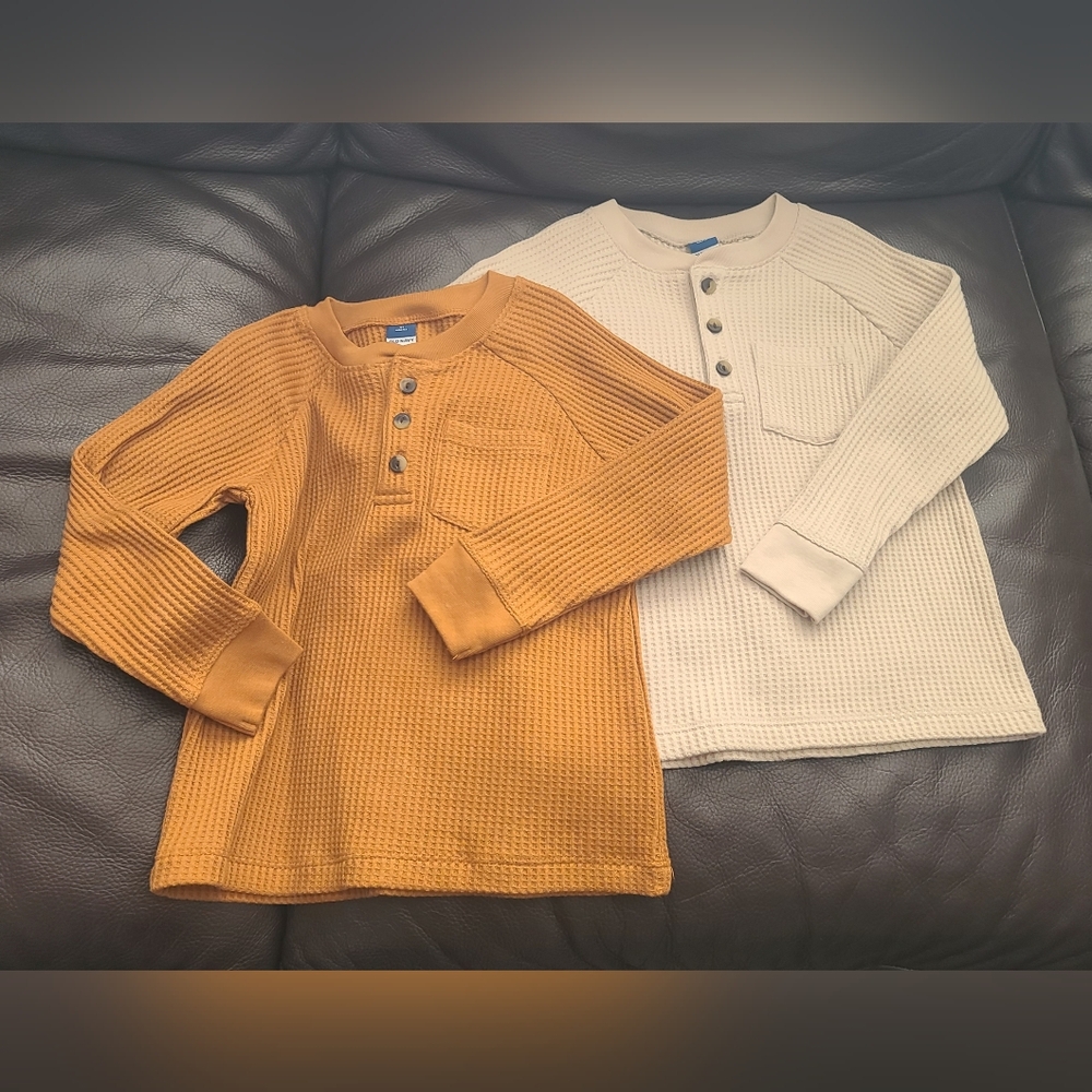Kids Waffle Knit Henley Shirts